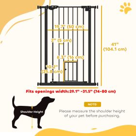 Black 41'' Easy Open Indoor Dog Gate for Doorways House Stair Safety Pet Barrier