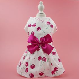 Summer Dog Dress; Pet Clothes With Bow Floral Pattern; Dog Skirt For Small & Medium Dogs (Color: Dark Pink, size: m)