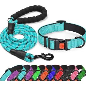No Pull Dog Harness; Adjustable Nylon Dog Vest & Leashes For Walking Training; Pet Supplies (Color: Lake Blue, size: m)