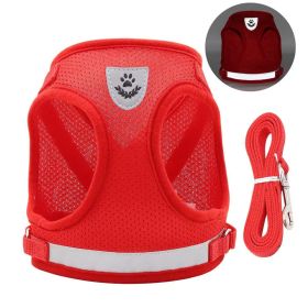 No Pull Pet Harness Vest For Dog & Cat; Step-in Puppy Harness For Small Medium Dogs; Reflective Strip (Color: Red, size: m)