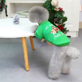 Christmas Pet Hoodie With Santa Claus Pattern For Dog & Cat; Festive Dog Hoodie; Warm Cat Sweater (Color: Emerald Green, size: m)