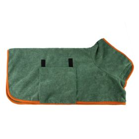 Pet Bath Towel For Dog & Cat; Microfiber Dog Bathrobe; Absorbent Cat Towel; Quick Dry Pet Bathrobe (Color: Dark Green, size: m)