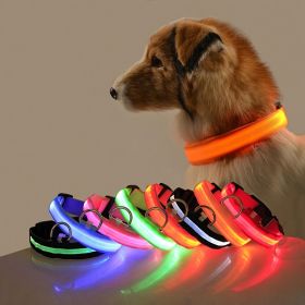 Glow-In-The-Dark Pet Collar For Dog & Cat; LED Dog Collar For Night Walking; USB charging (Color: Yellow, size: m)