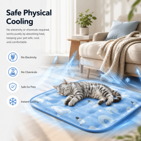 Pet Ice Cooling Mat, Self-Cooling, Reusable, Durable for Dogs & Cats. (size: XXL-BLUE)