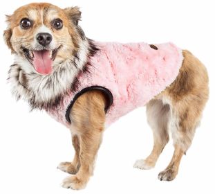 Pet Life Luxe 'Pinkachew' Charming Designer Mink Fur Dog Coat Jacket (size: large)